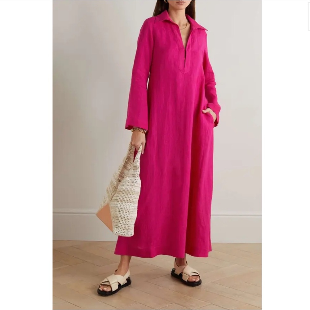 NEW Three Graces London Magenta Linen Maxi Dress size 8